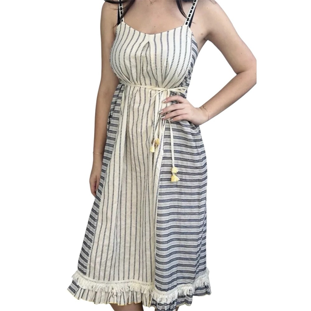 Lemlem by Liya Kebede Blue White Striped Cotton Sundress‎ Women's XS